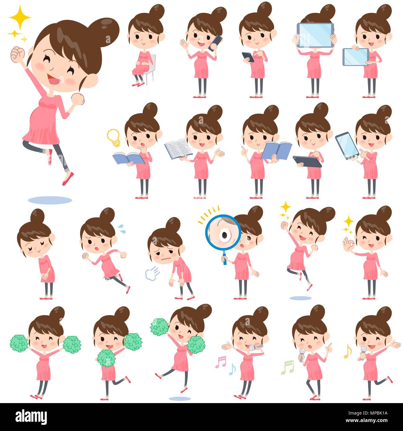 Set of various poses of Pregnant woman 2 Stock Vector