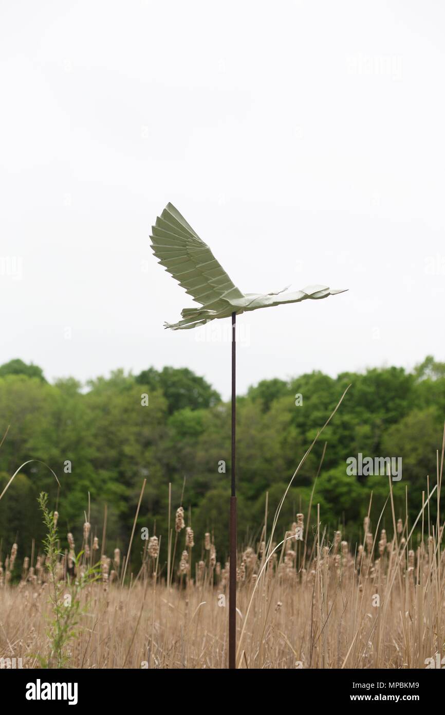 Migrating Peace, a sculpture by Kevin Box, at the Minnesota Landscape Arboretum outside of Minneapolis in Chaska, Minnesota, USA. Stock Photo