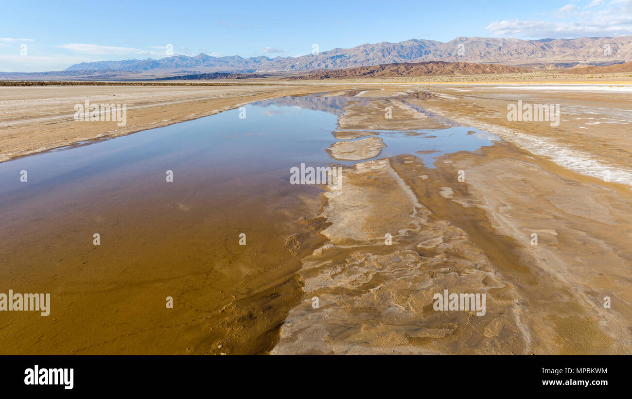 Salt Creek - Spring creek on salt flats at base of Amargosa Range. Death Valley National Park, California, USA. Stock Photo