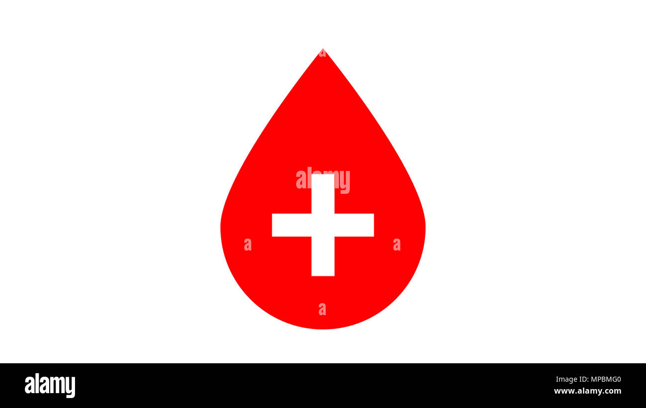 World Blood Donor Day, June 14. Red Blood drop with white cross sign ...