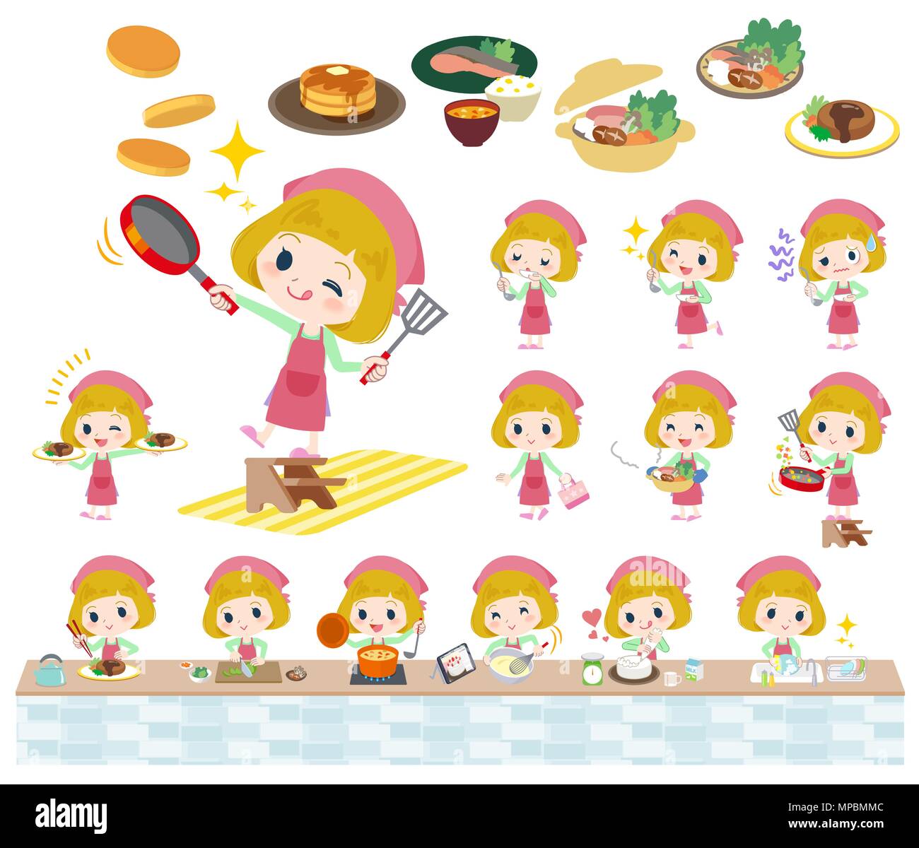Girl Cutting Birthday Cake Stock Vector Images Alamy