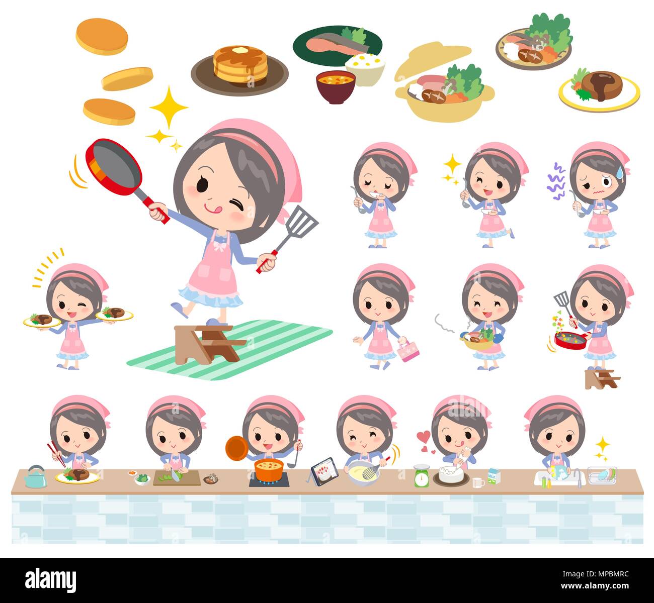 Cooking school girls Stock Vector Images - Alamy
