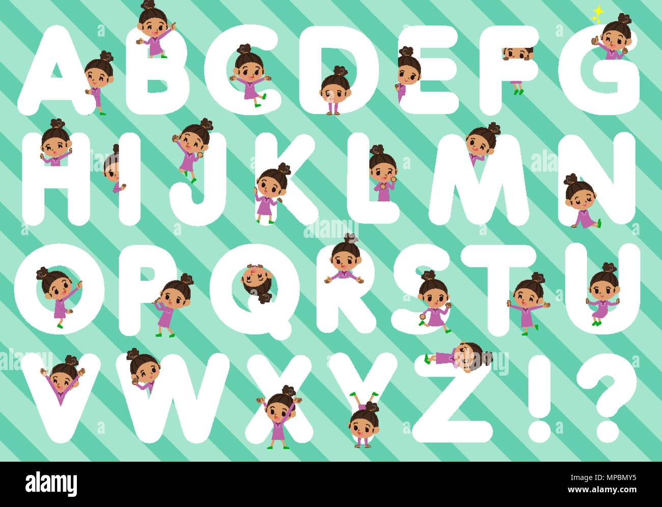 Set of various poses of perm hair girl A to Z Stock Vector Image & Art Alamy