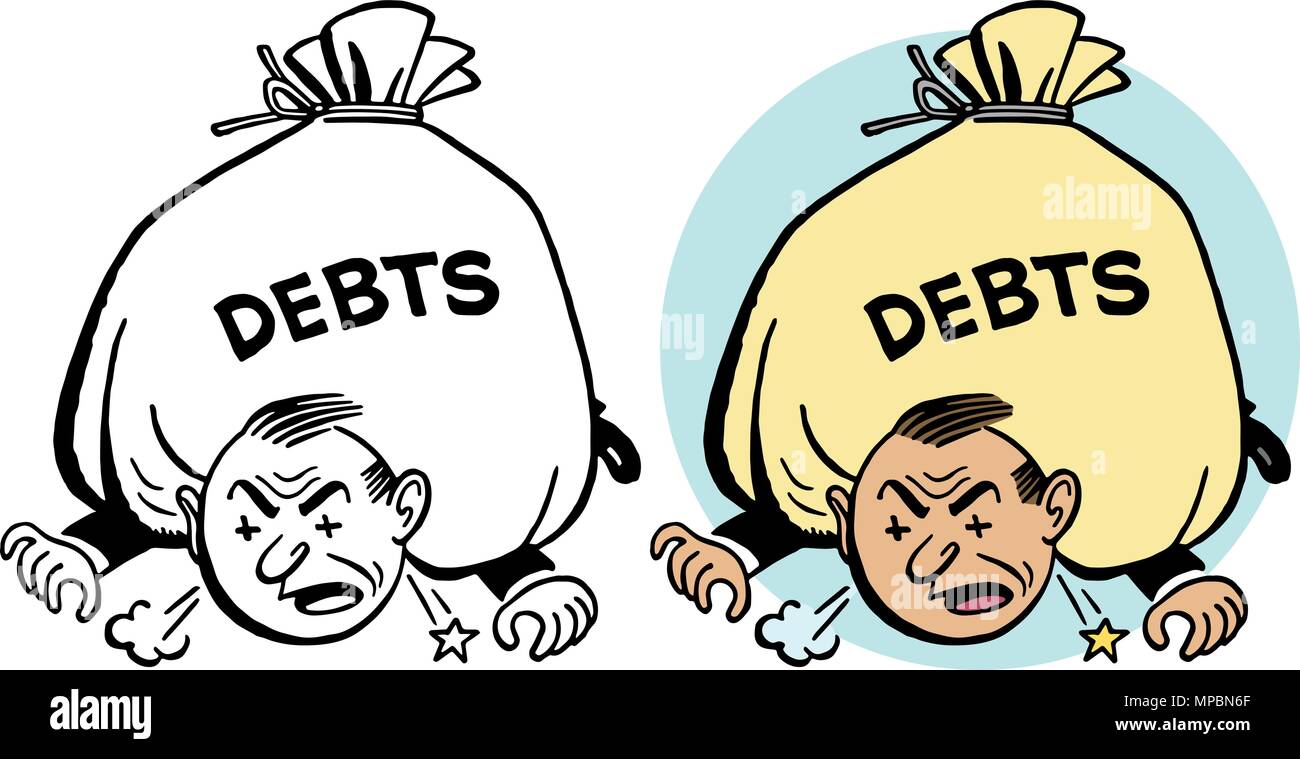 A man is literally crushed by his own debts Stock Vector Image & Art
