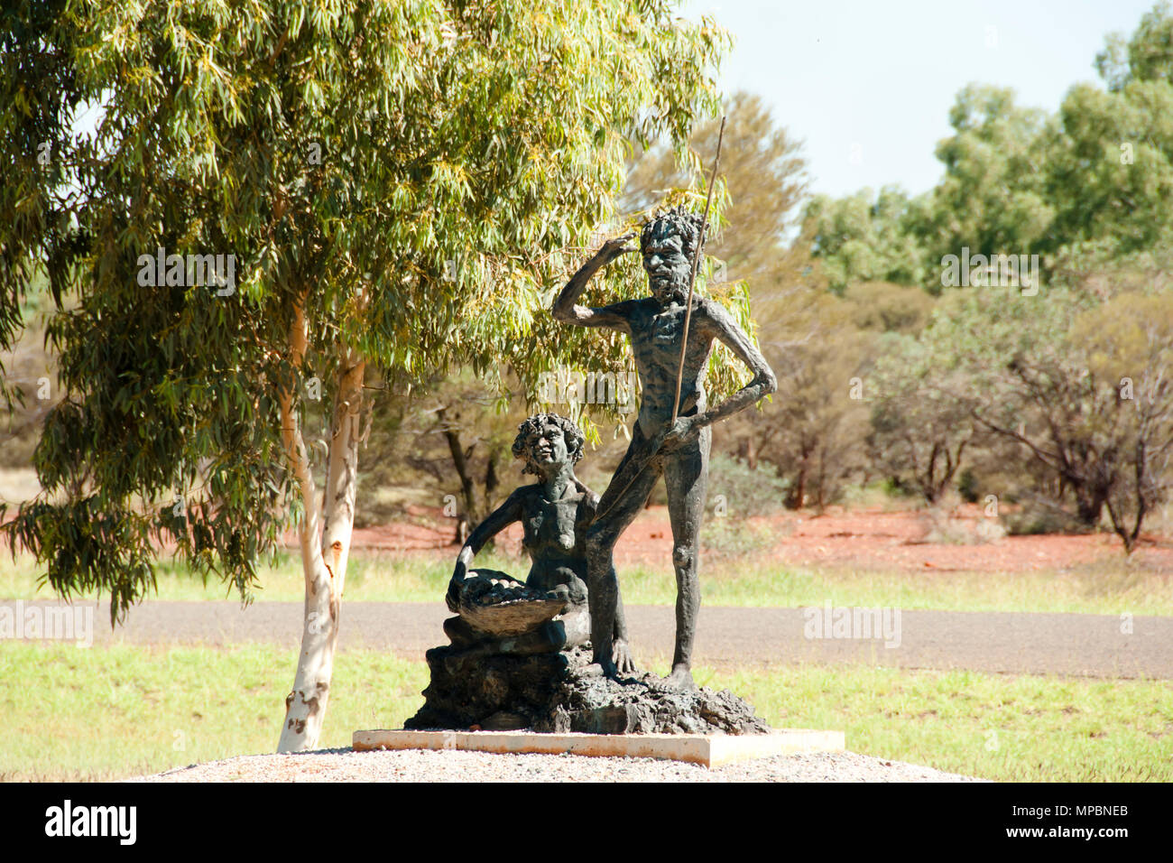 Aboriginal Bronze Statue Stock Photo