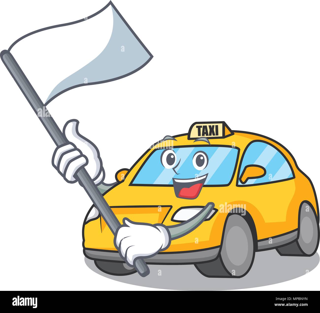 With flag taxi character mascot style vector illustration Stock Vector