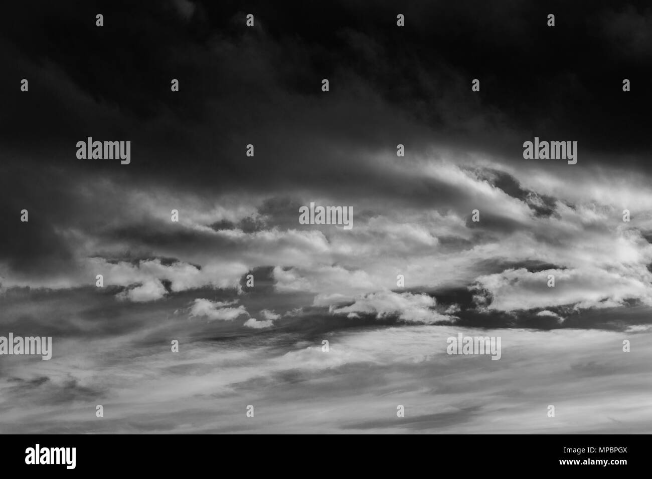 Beautiful sunset sky above clouds Black and White Stock Photos & Images ...