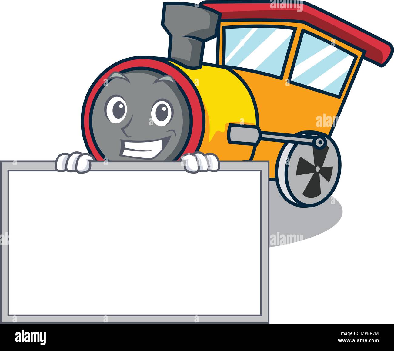 Grinning with board train character cartoon style Stock Vector Image ...