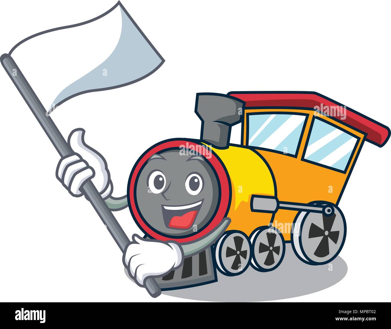 With flag train mascot cartoon style Stock Vector