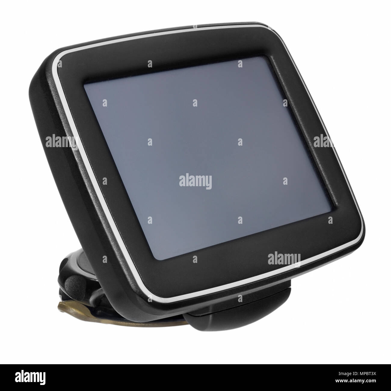 GPS car navigation with handle. Black electronic map device with blue