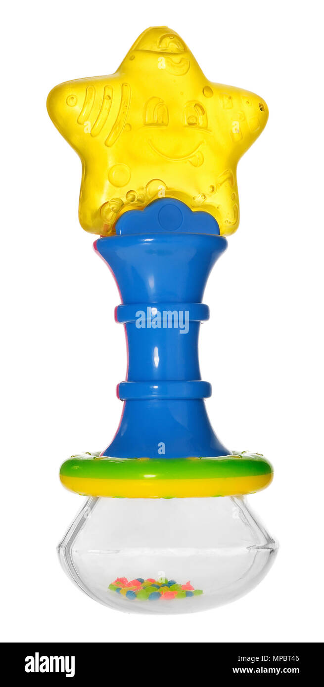 Baby rattle with a star shaped teether, multicolored hoop and rattling