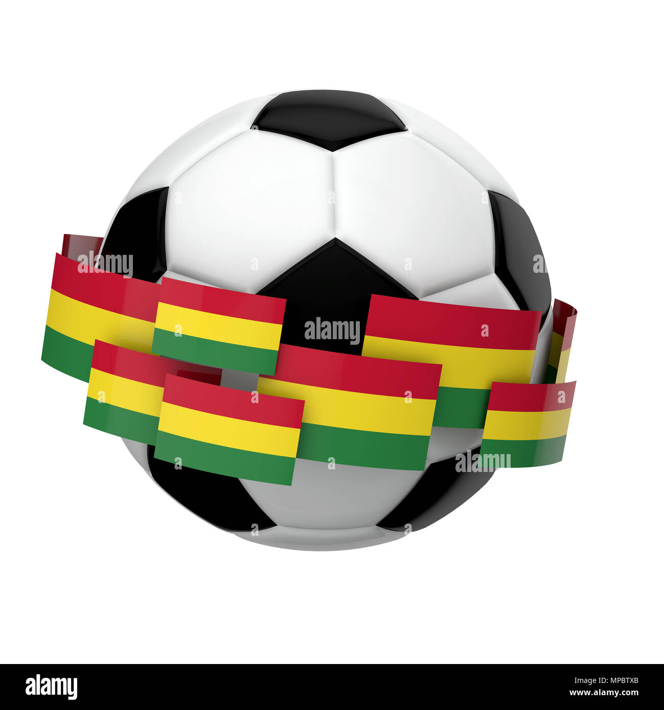 Soccer football with Bolivia flag against a plain white background. 3D