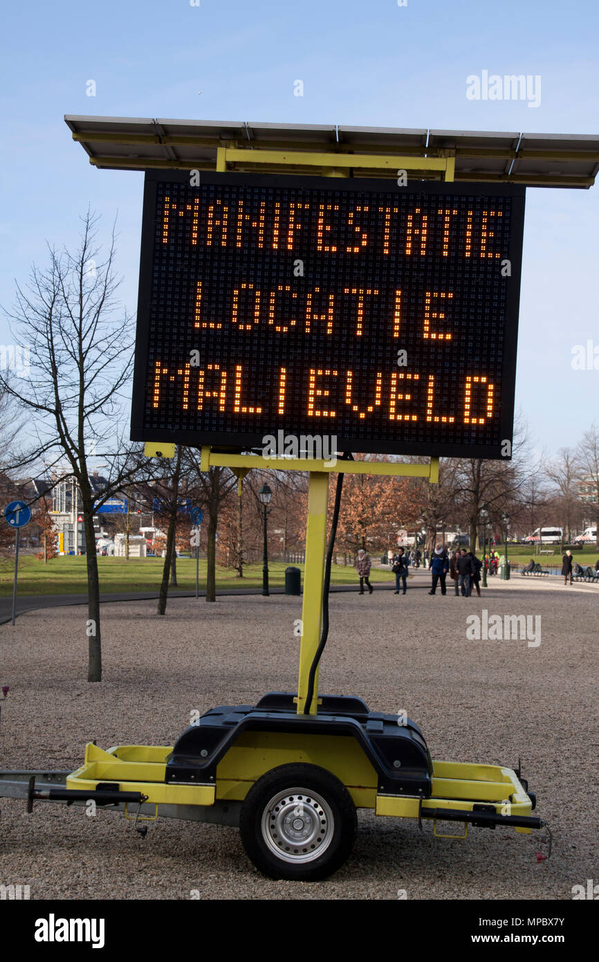 27 januari 2015 Manifestation sign on Malieveld in The Hague used when demonstrations occur to warn people Stock Photo