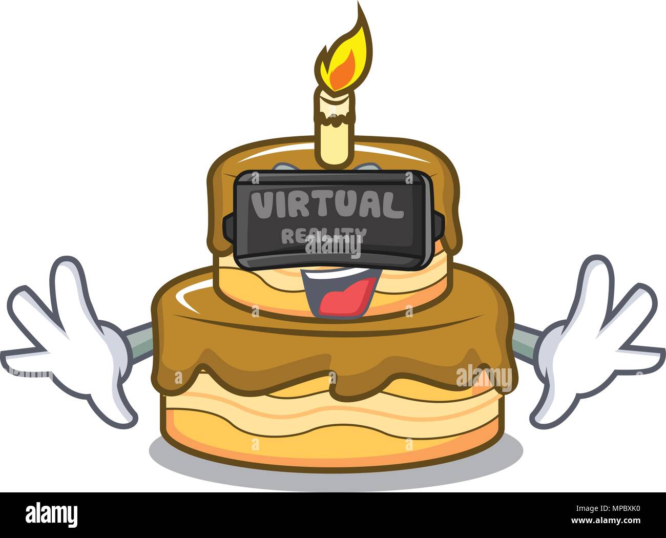 Virtual reality birthday cake mascot cartoon Stock Vector Image & Art Alamy