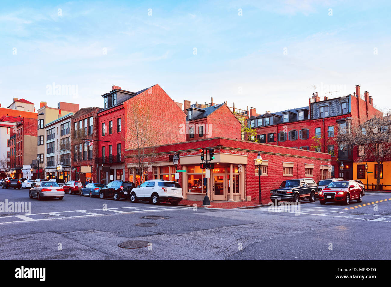 Crossroads of Mount Vernon Street and Charles Street in Beacon Hill