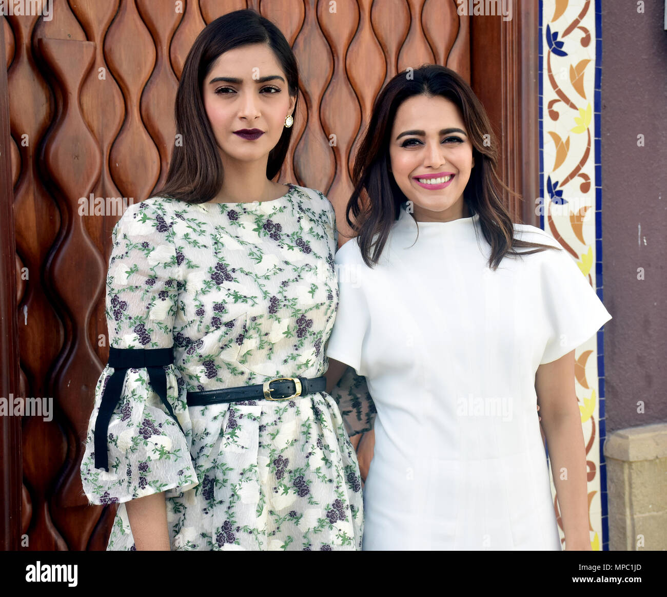 Indian film actress Sonam Kapoor and Swara Bhaskar pose for a picture