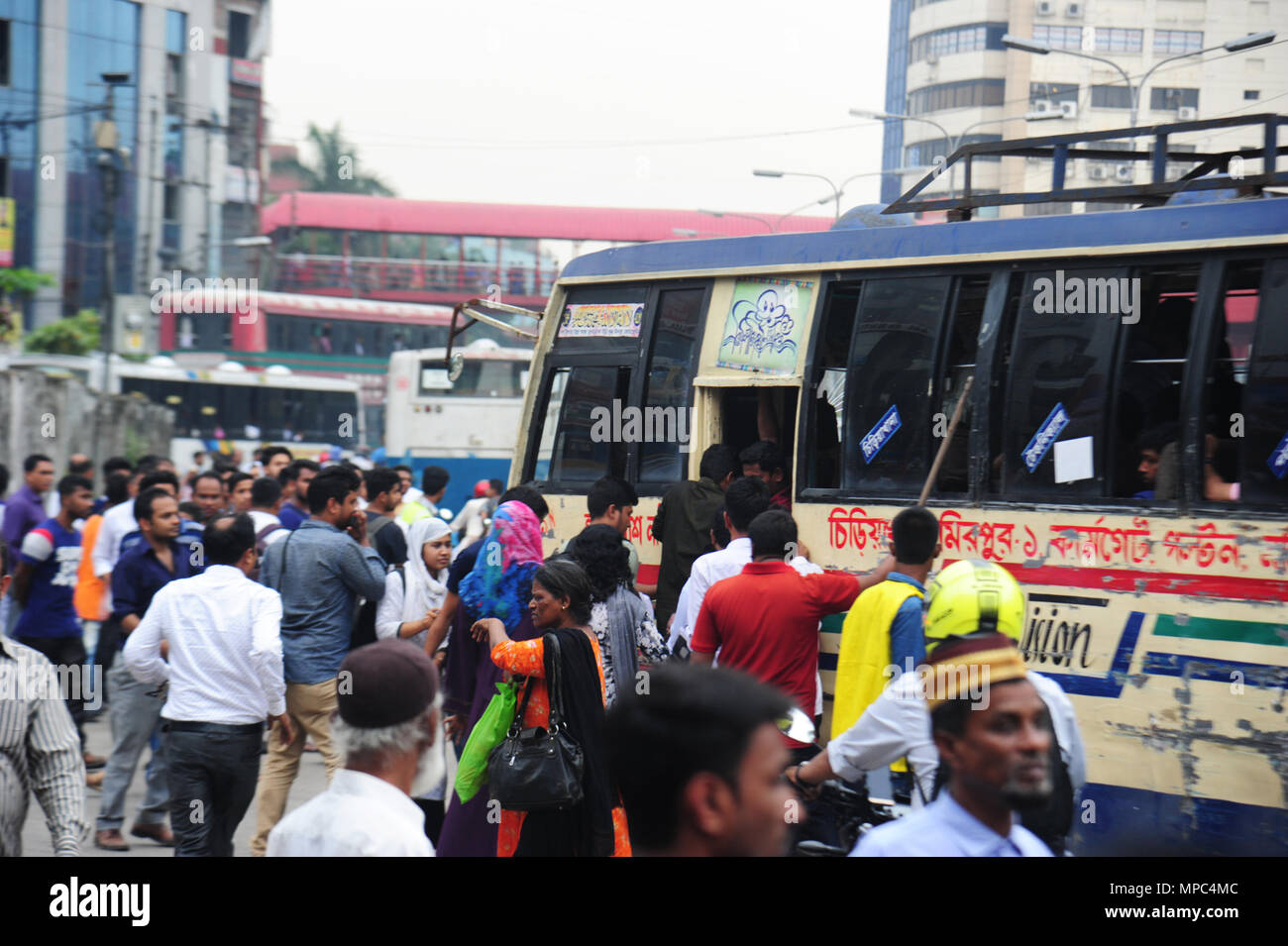 Dhaka, Bangladesh. On May 22, 2018. People stuck middle in a traffic
