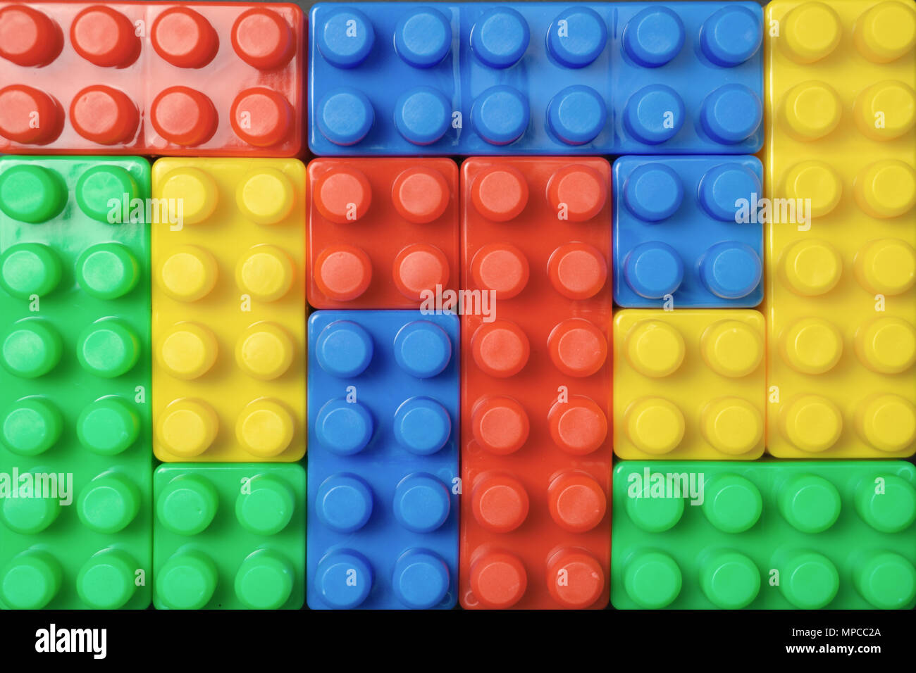 Colorful plastic brick toys from top view Stock Photo Alamy