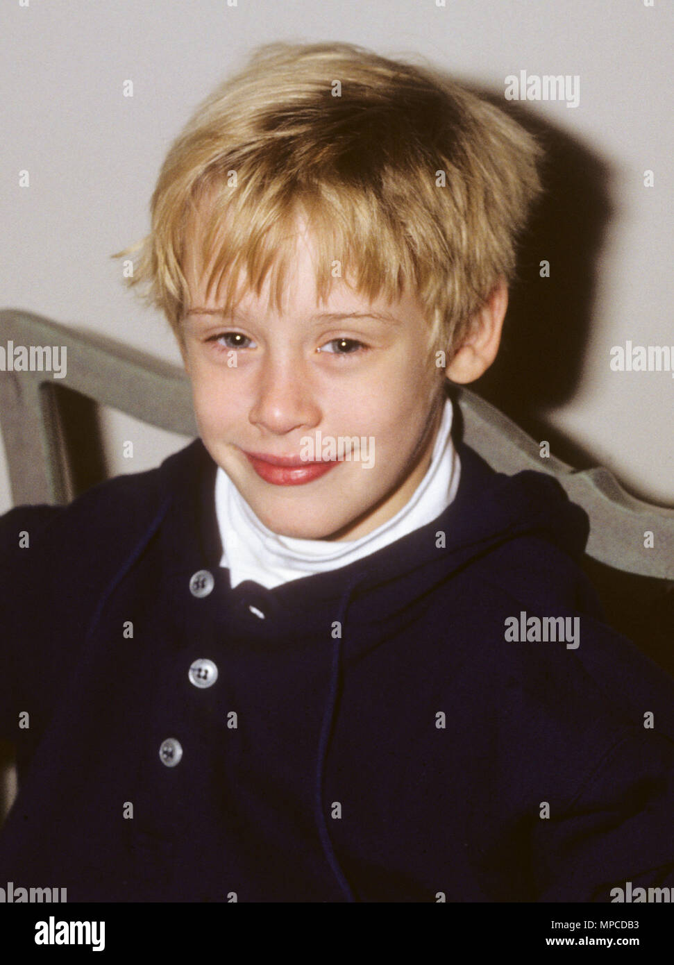 MACAULAY CULKIN American child actor 1990 in Stockholm launching his movie Home Alone Stock Photo