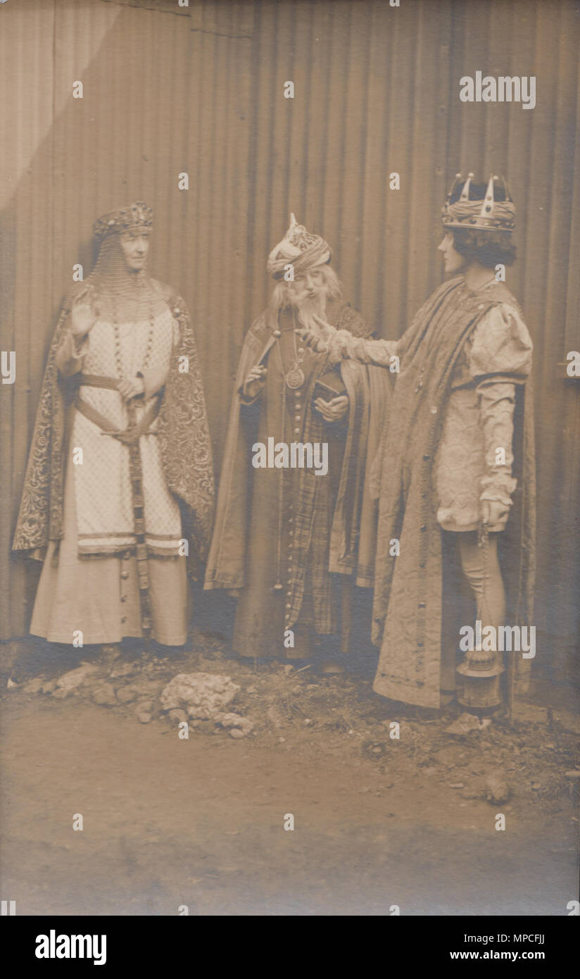 Vintage Photograph of Actors Wearing Theatrical Costume Stock Photo