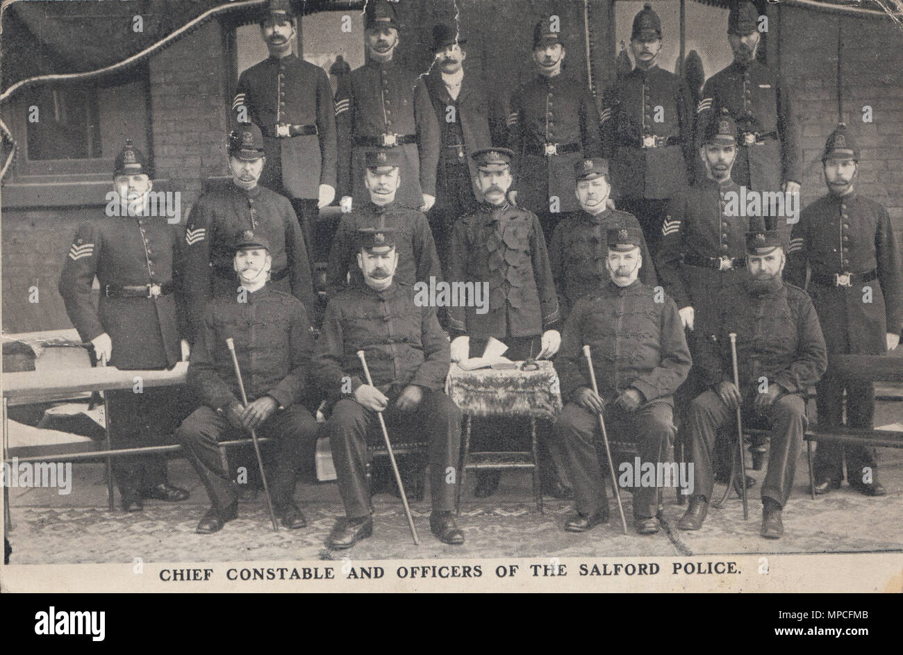 Vintage Photograph of Chief Constable and Officers of The Salford Police Stock Photo