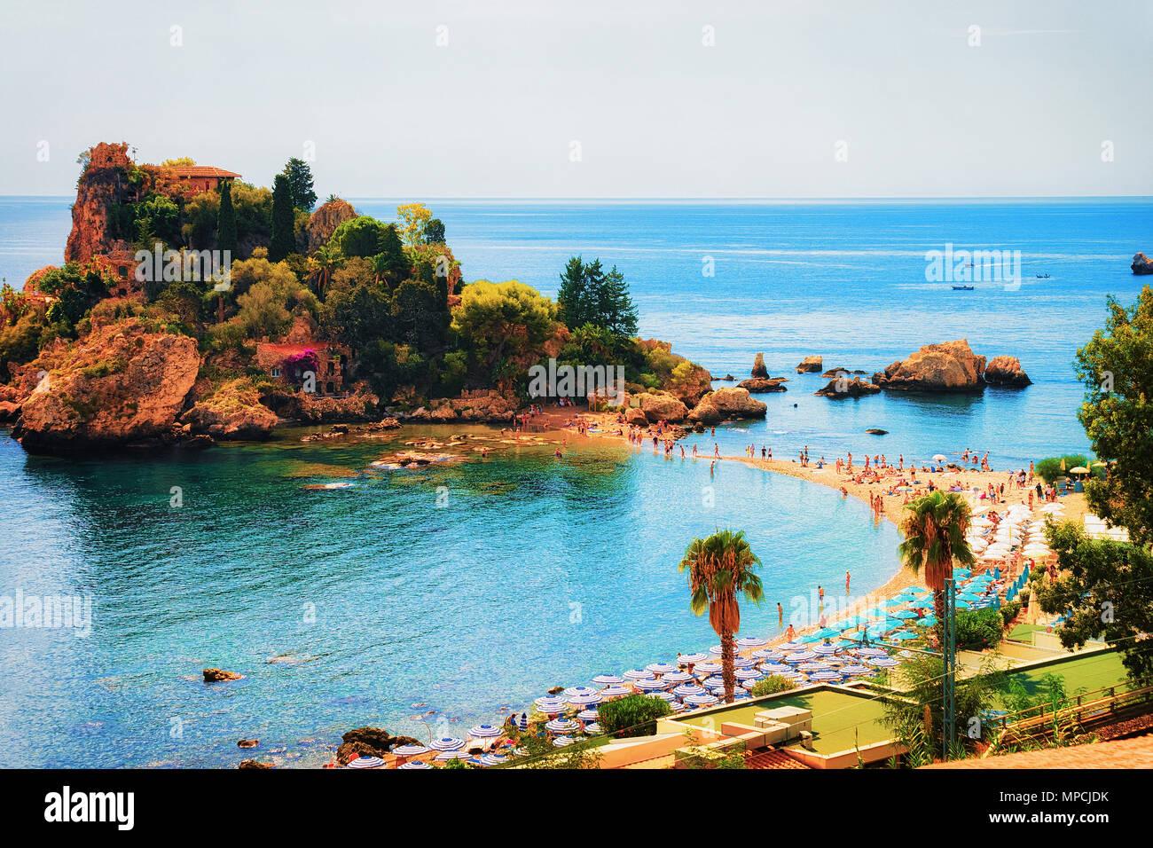 Isola Bella island and beach in Taormina, Sicily, Italy Stock Photo