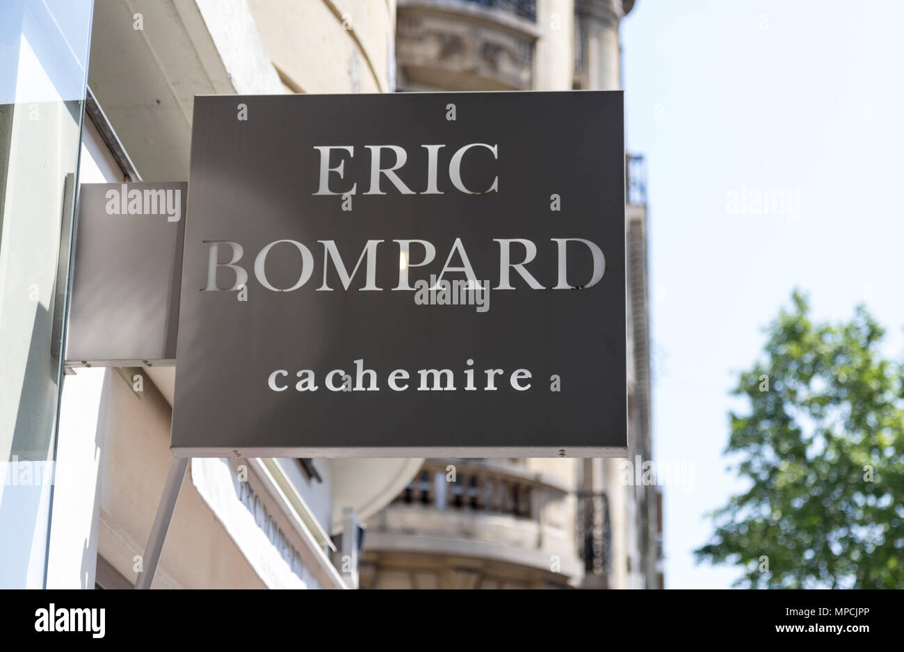 Erci Bompard, french cashmere outside retail sign Stock Photo