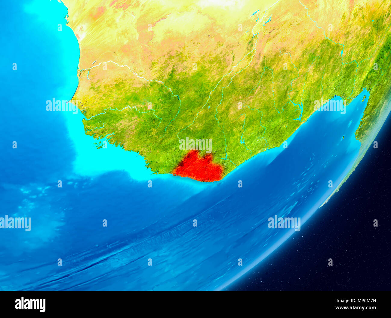 Map of Liberia as seen from space on planet Earth. 3D illustration ...