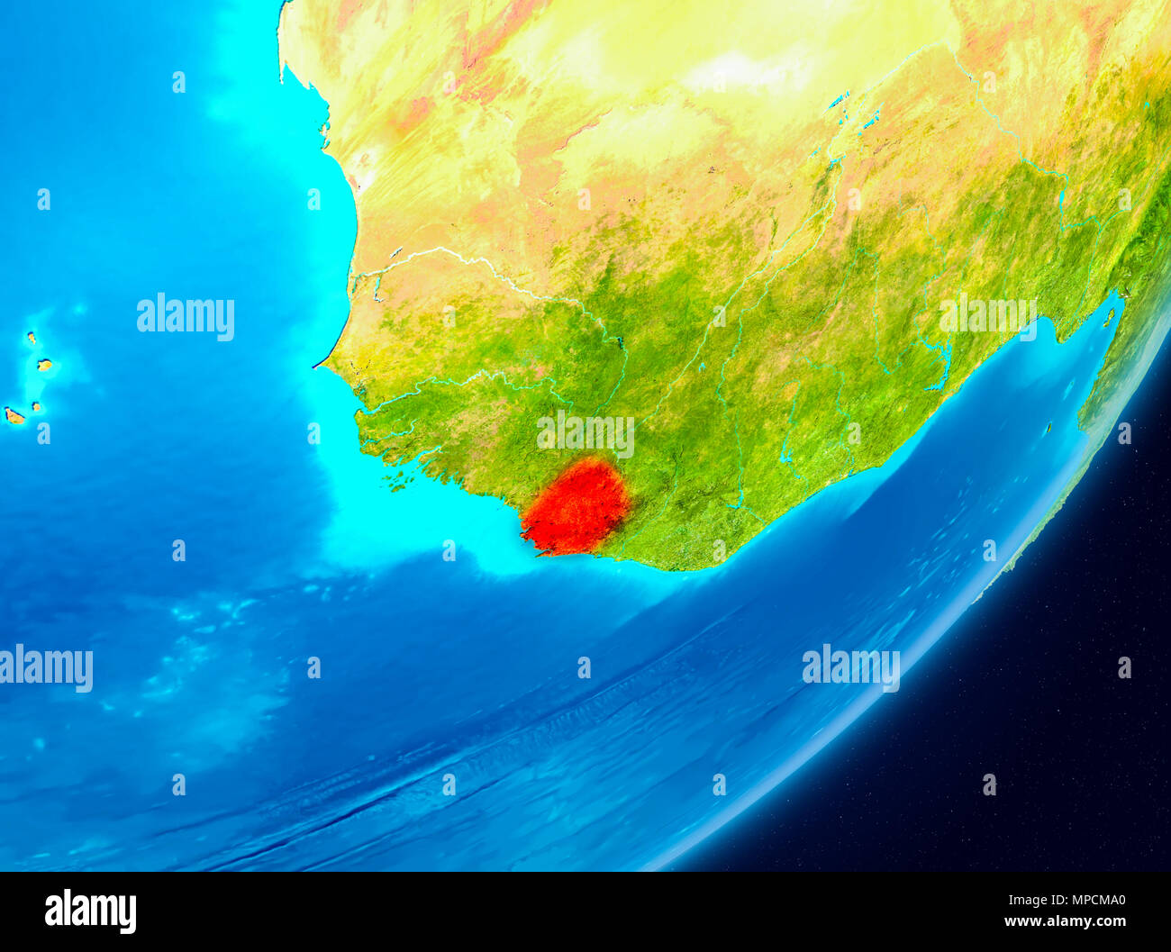 Map of Sierra Leone as seen from space on planet Earth. 3D illustration ...