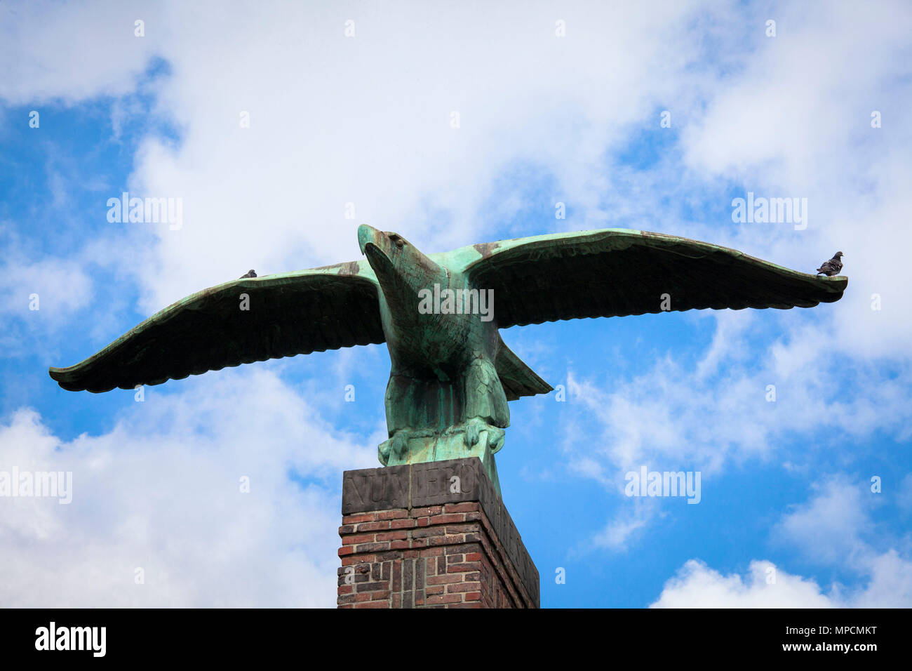 Germany, Cologne, the Fort I. of the former Prussian fortification, Fort Erbgrossherzog Paul von Mecklenburg, the column with the eagle was errected a Stock Photo