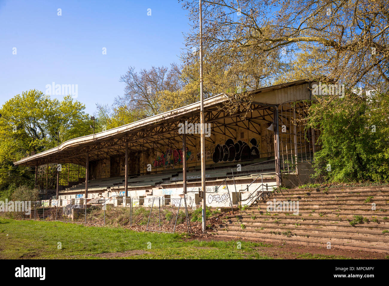 Germany, Cologne, old football stand of the soccer club VfL Koeln 1899 in the district Weidenpesch. One of the oldest football stands in Germany falls Stock Photo