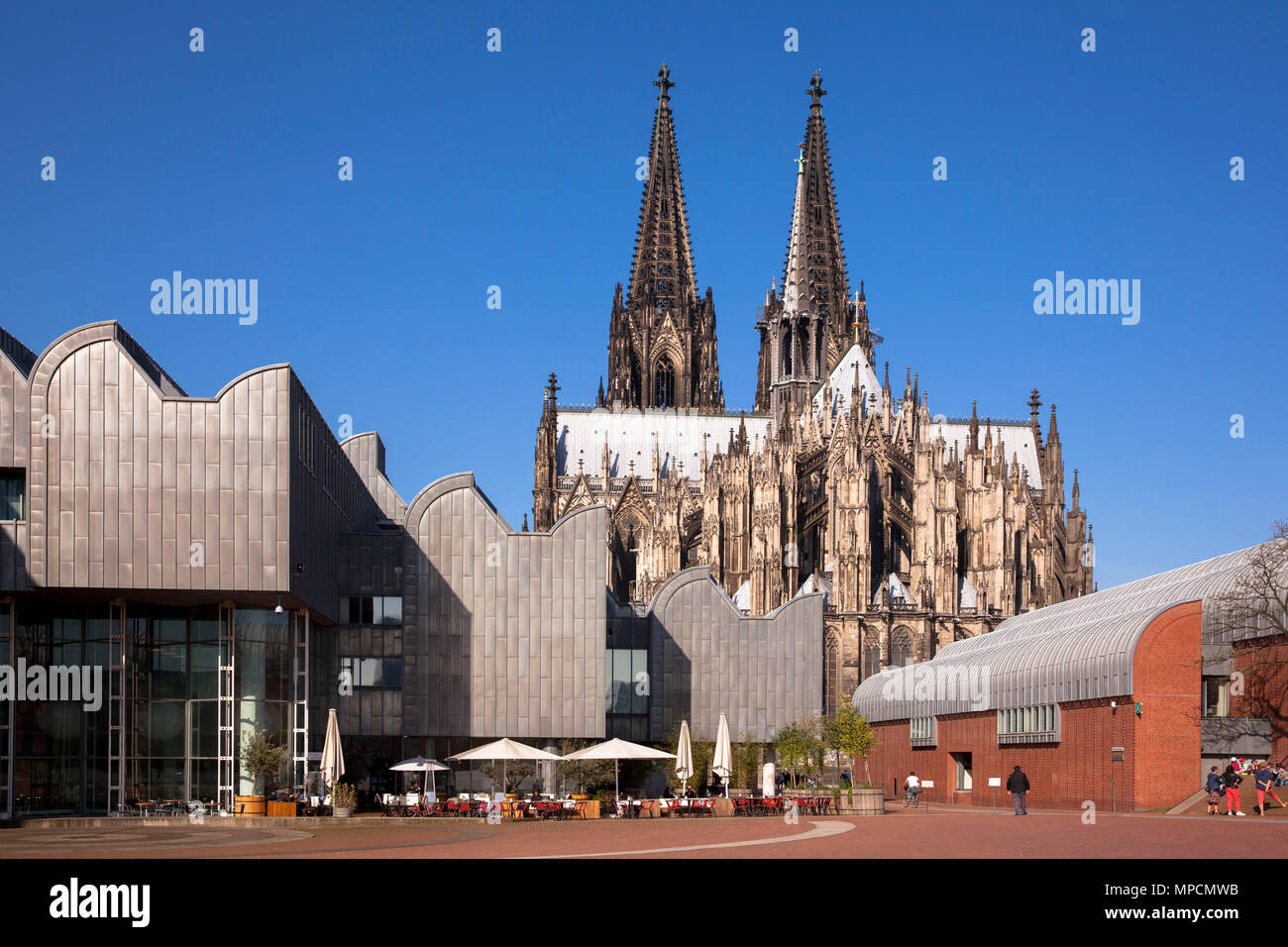 Germany, Cologne, the cathedral and the Museum Ludwig.  Deutschland, Koeln, der Dom und das Museum Ludwig. Stock Photo