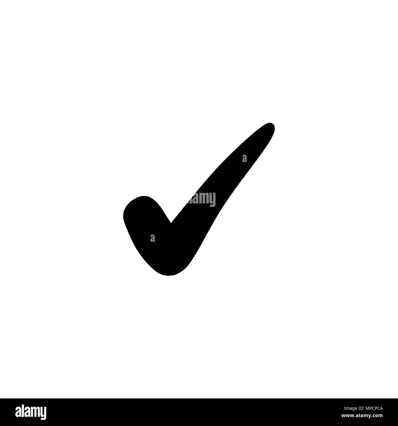 Check Icon in flat style. Perfect black pictogram. Stock Vector