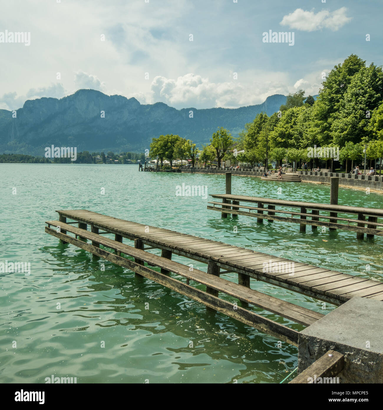 Mondsee (Moon Lake) in the Salzkammergut region in Austria Stock Photo