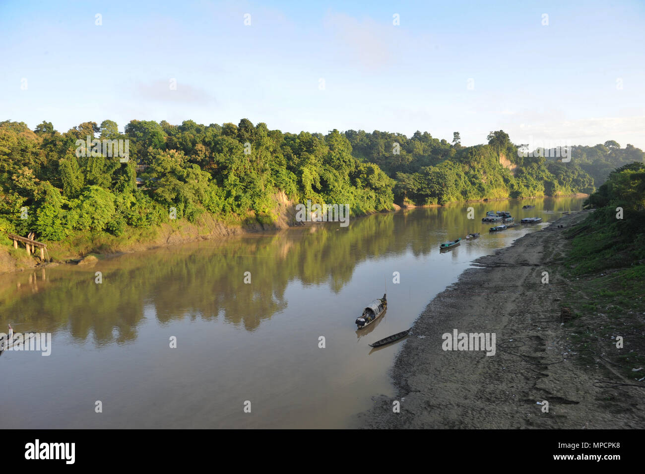 Bandarban, Bangladesh - September 30, 2010: The view of the Sangu River in Bandarban.  Bandarban is regarded as one of the most attractive travel dest Stock Photo