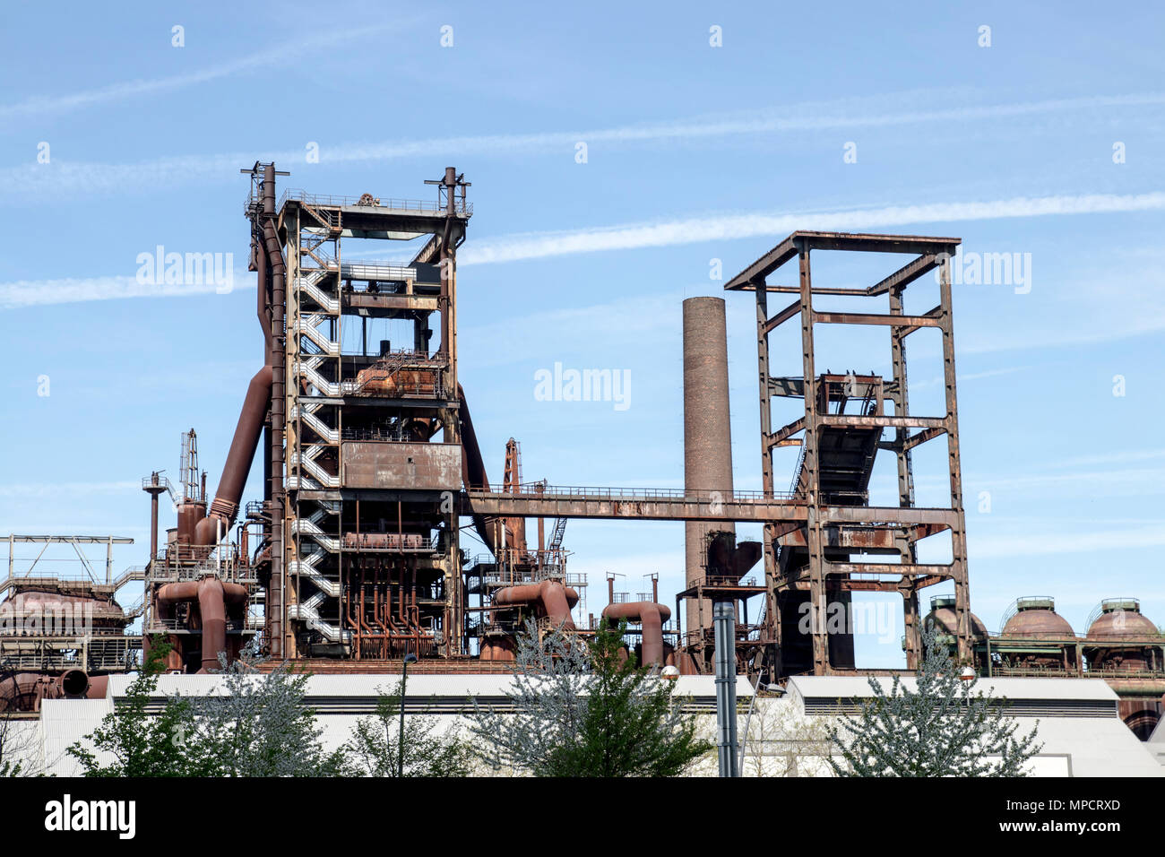 Dortmund, Ruhr Area, North Rhine Westphalia, Germany - April 16 2018: Blast Furnace Phoenix West at the route of industry culture Stock Photo