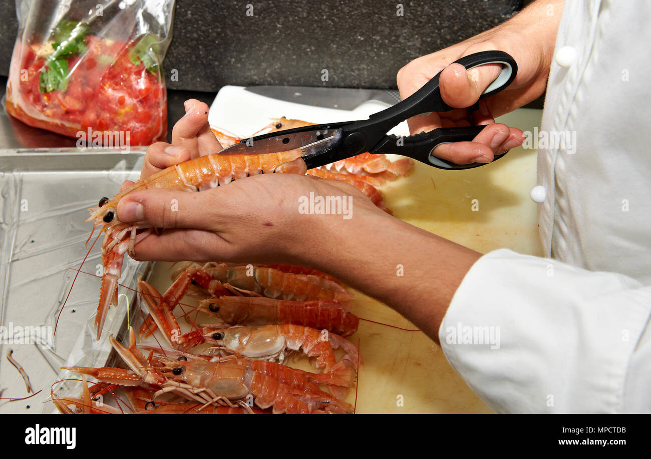 cleaning and preparation of shrimp Stock Photo - Alamy