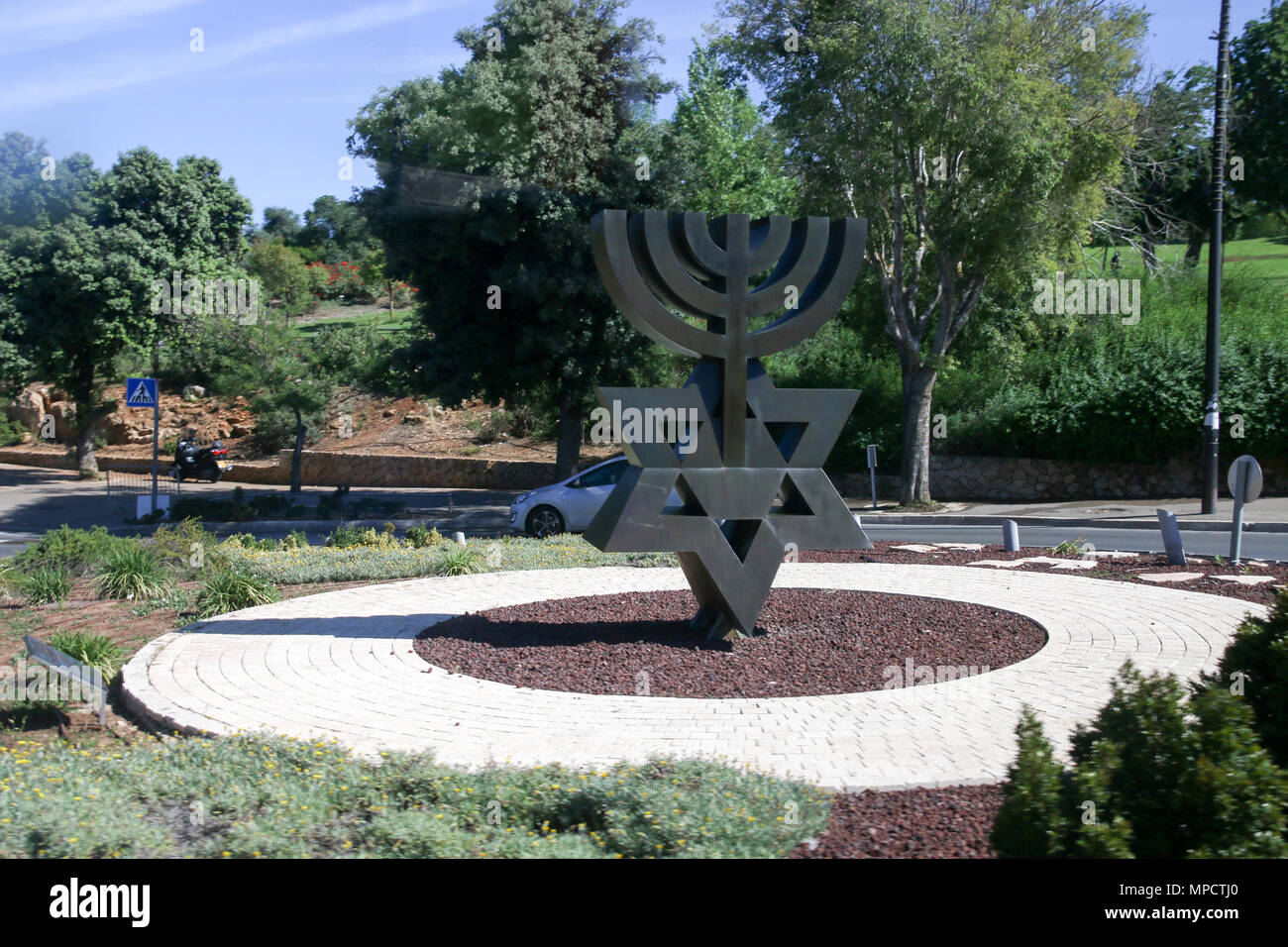 Jerusalem, Israel 16 May 2018 View of the decorative Menorah (Hanukkiah), religious candle