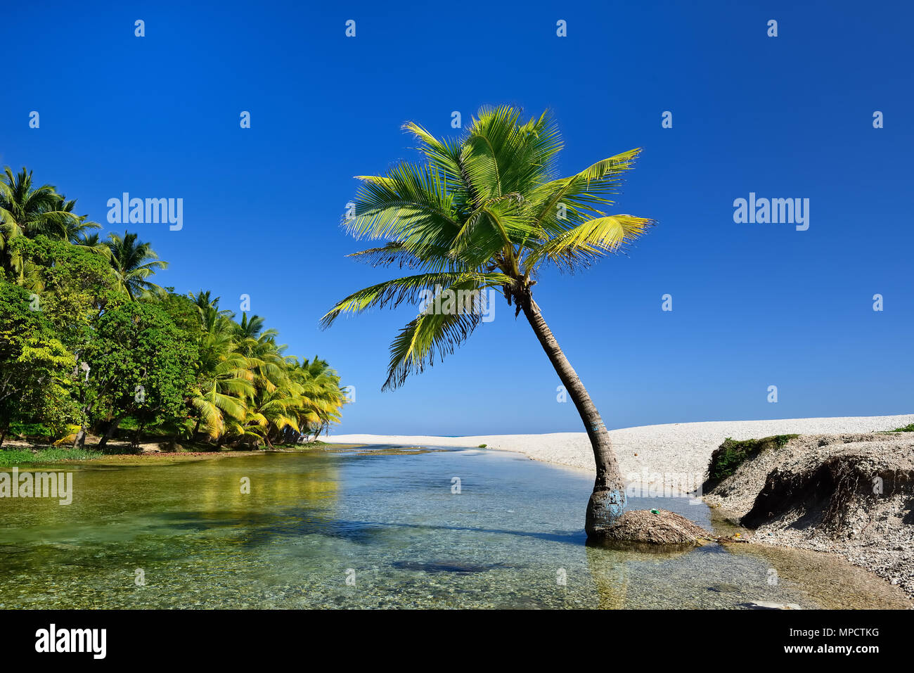 Wild beach on south-western Dominican Republic in the close of the Paraiso village Stock Photo