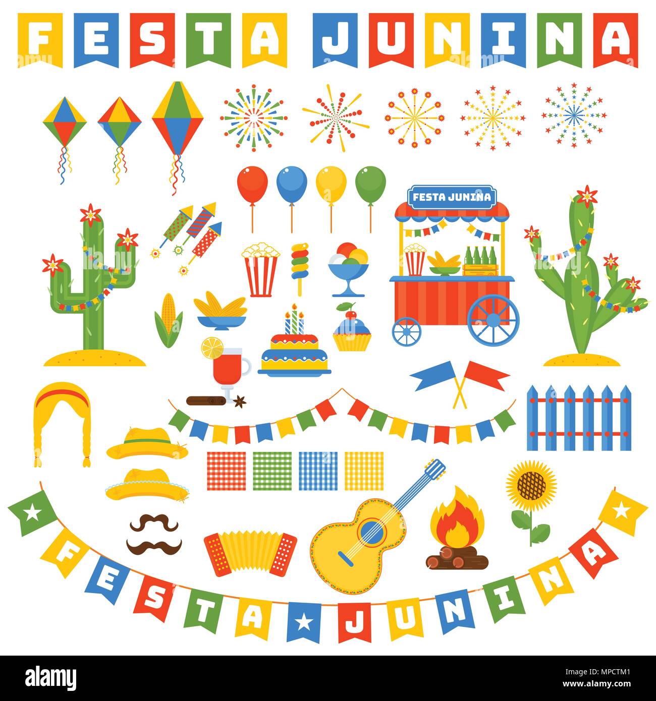 festa junina icons set Stock Vector