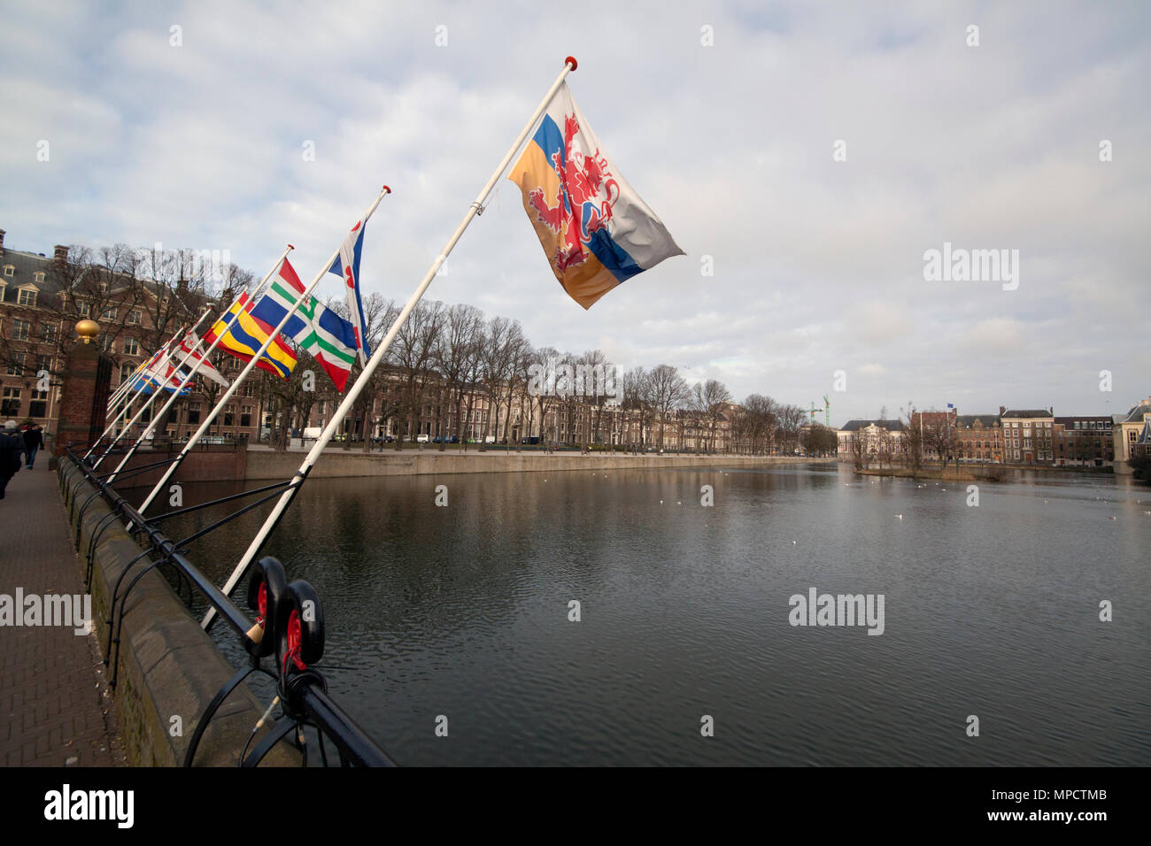 27 januari 2015 hofvijver The haque flags are out Stock Photo