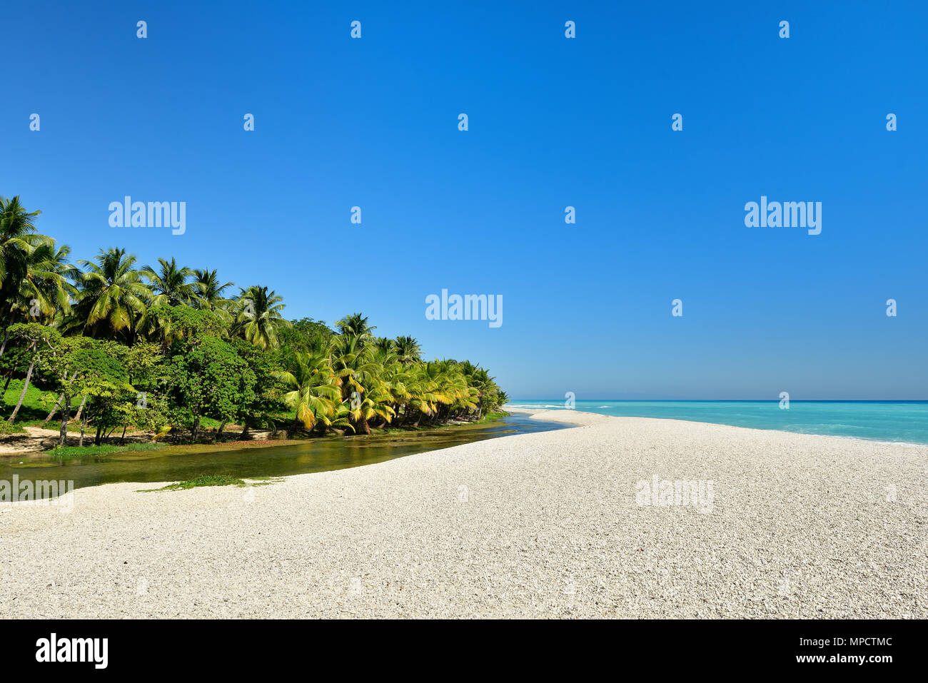 Wild beach on south-western Dominican Republic in the close of the Paraiso village Stock Photo