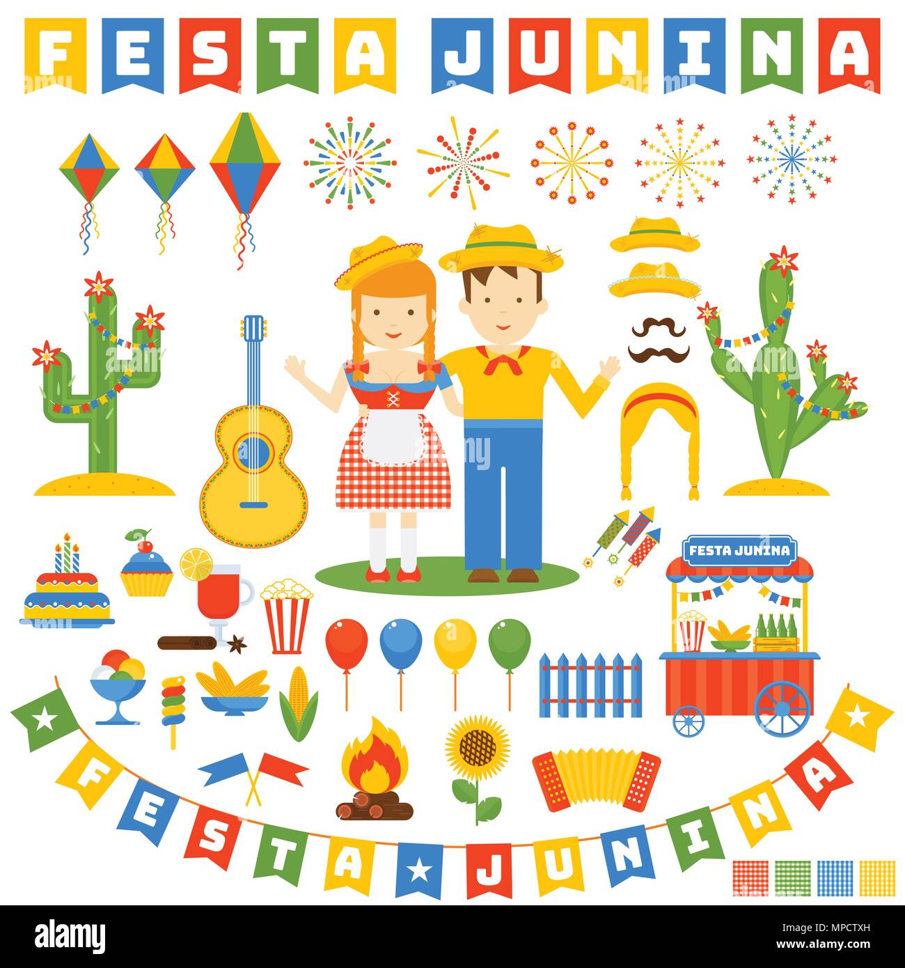 festa junina icons set Stock Vector