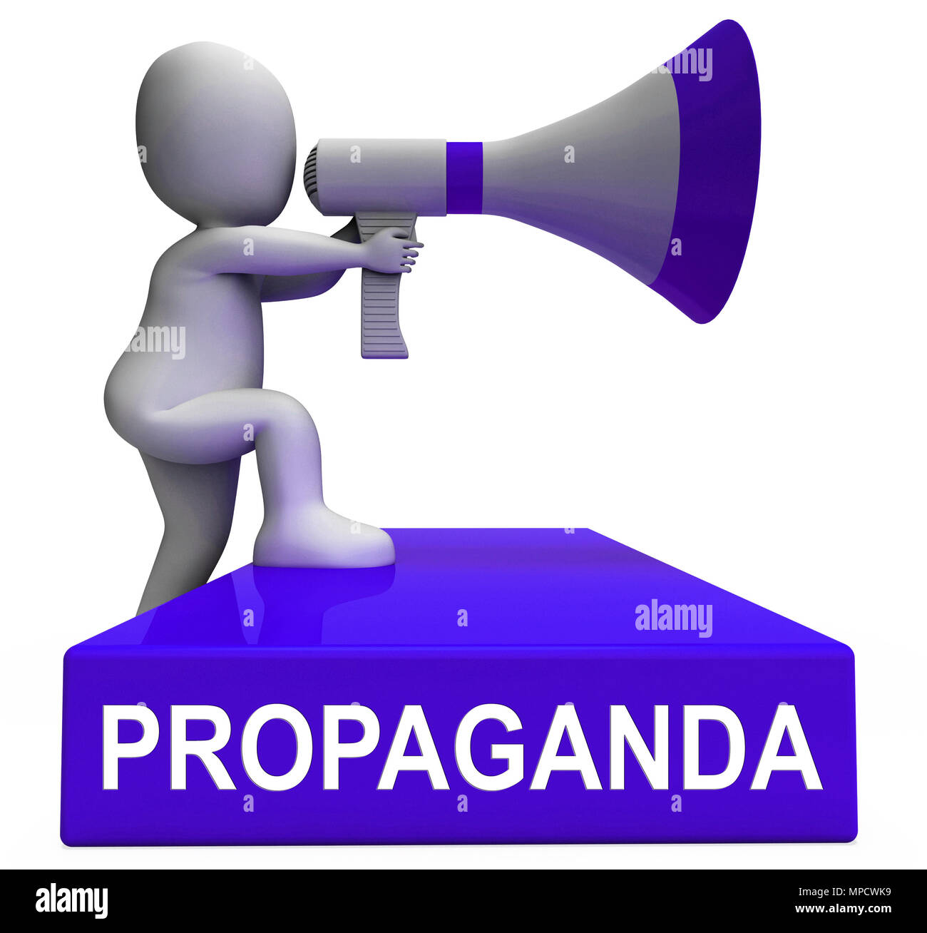 Propaganda Megaphone Message From North Korea 3d Illustration. Misinformation And Misleading Government News Hoax Manipulation From Kim Jong Un Stock Photo