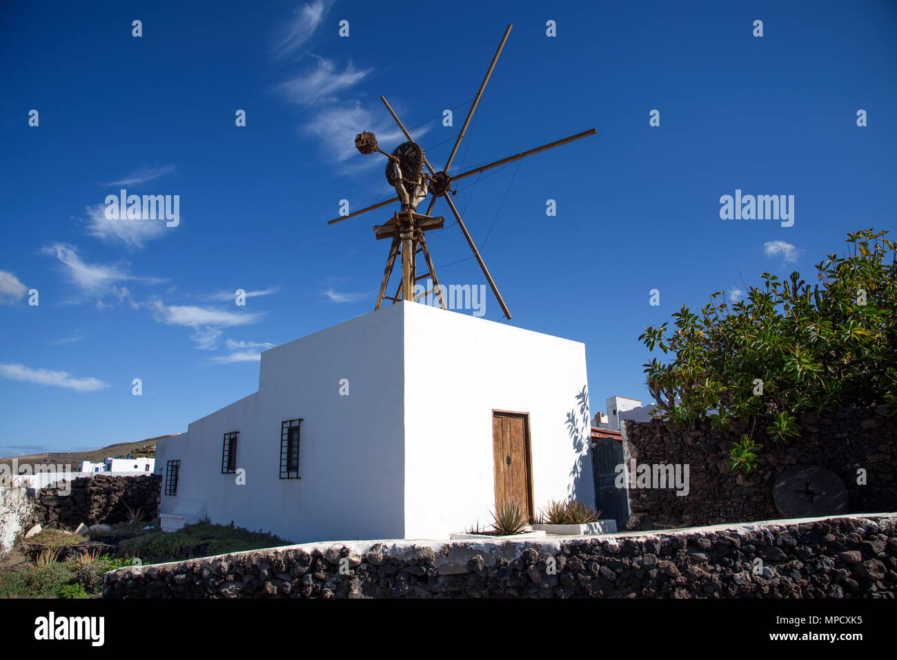 View on Old windmill in Agaete, Gran Canaria, Spain Stock Photo