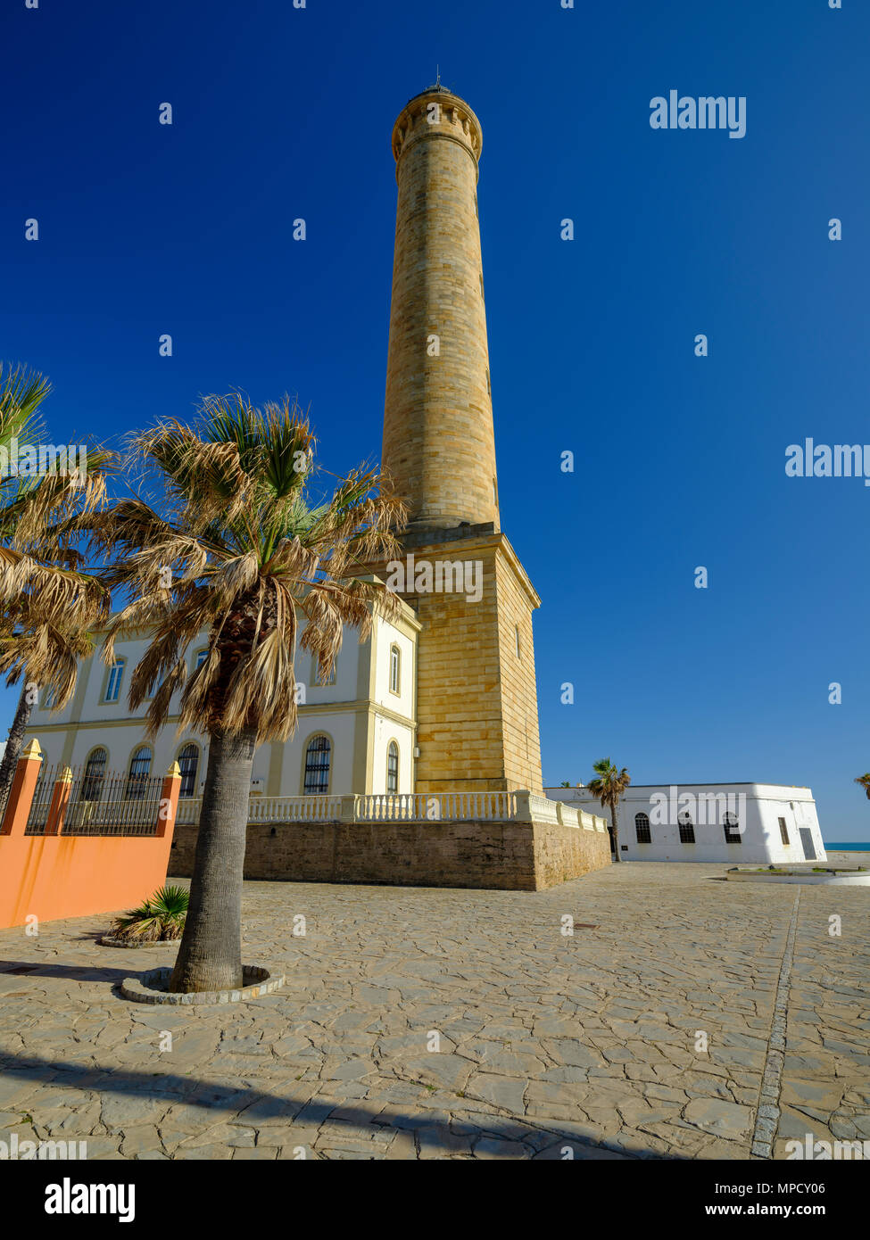 View of the Faro de Chipiona, lightouse at Chipiona, Cadiz, Andalucia, Spain Stock Photo