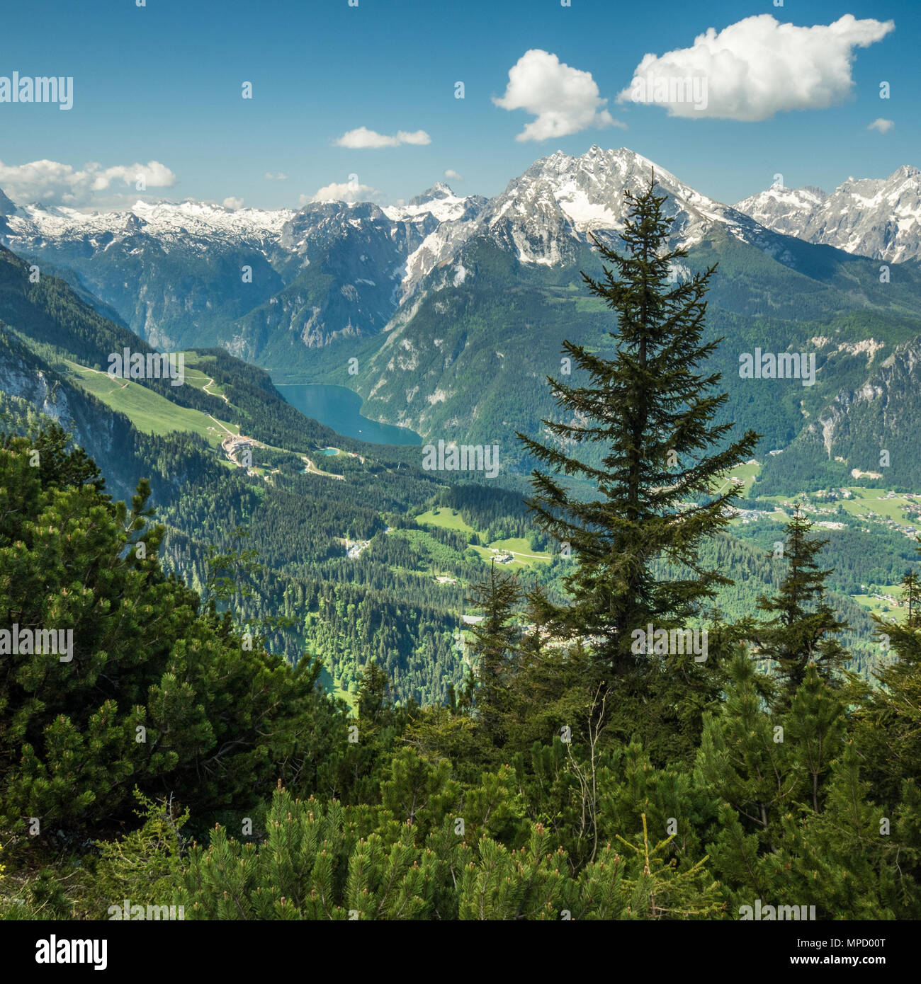 View from Kehlsteinhaus aka 'Eagles Nest' (Used by Hitler during WW2) on the summit of the Kehlstein near Berchtesgaden, Germany. Stock Photo