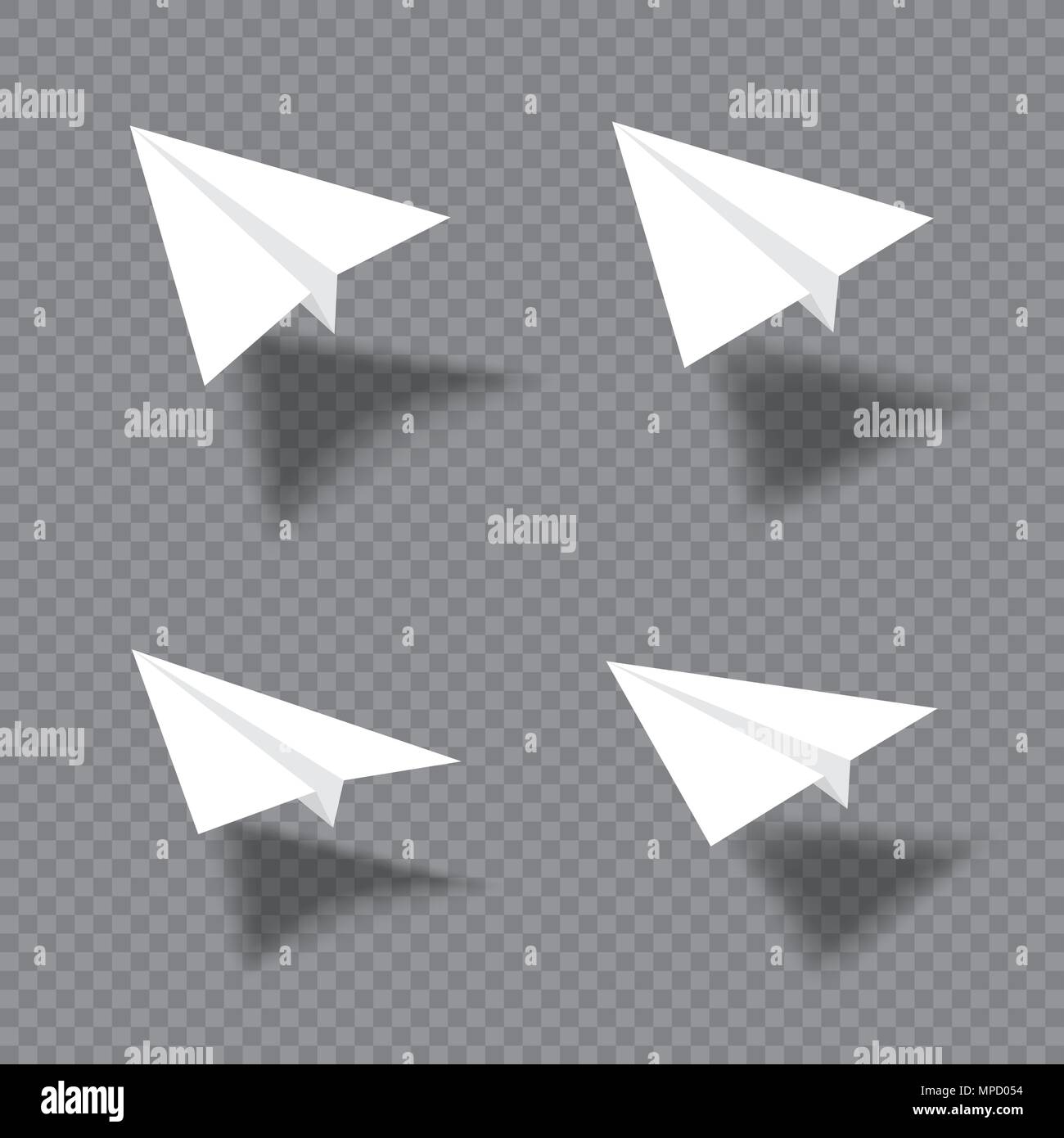 Paper Plane Set With Shade Fly Over Gray Transparent