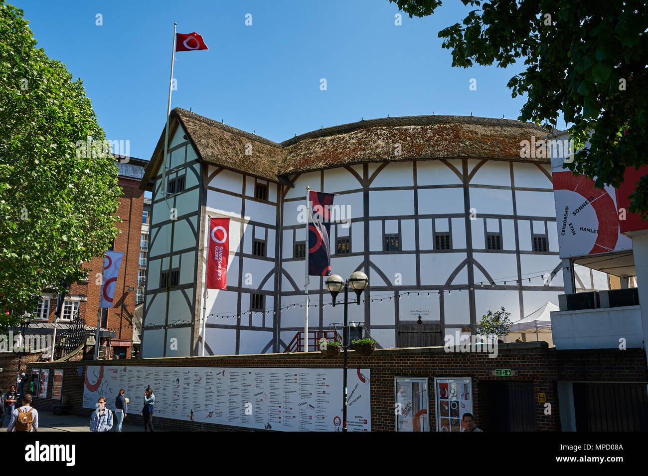 Globe Theatre, Southwark,  London, on the south bank of the River Thames is a replica building of William Shakespeare's original theatre Stock Photo