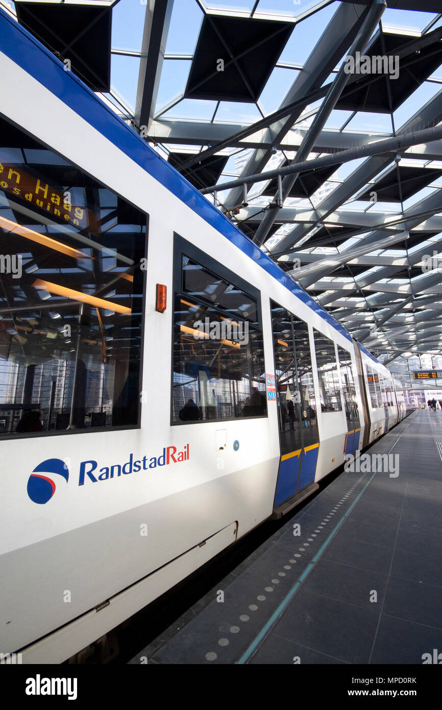 Amsterdam, Netherlands-january 25, 2015: tram station central the Hague Randstadrail Stock Photo